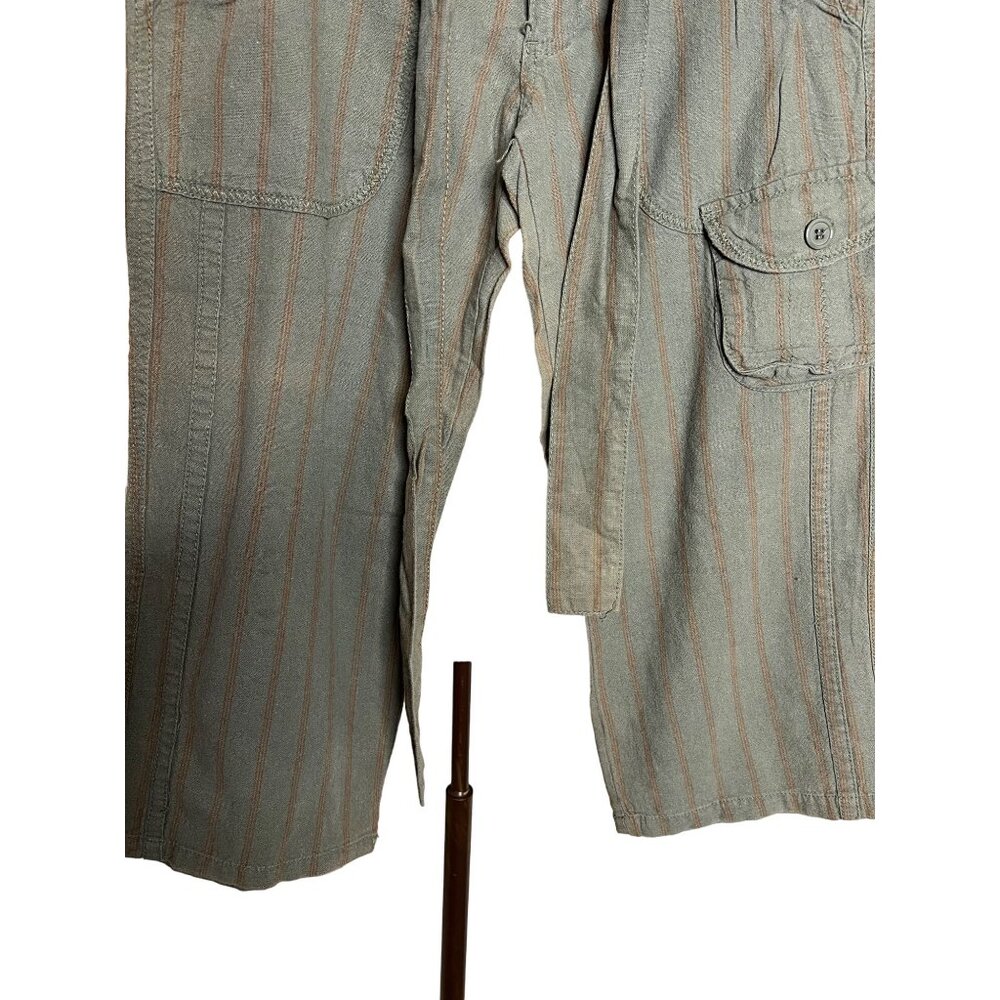 Ci Sono Women’s capris green orange cargo linen summer - Picture 5 of 10